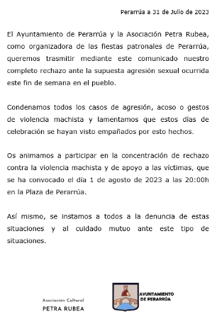 Imagen Comunicado de condena a la violencia machista