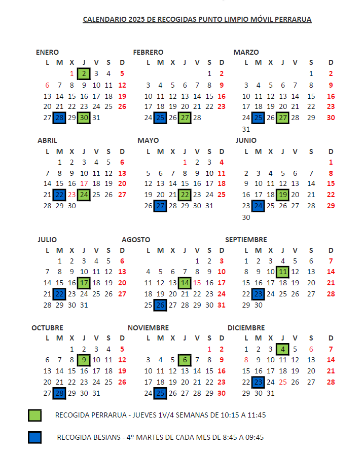 Imagen Calendario de Punto Limpio Móvil 2025