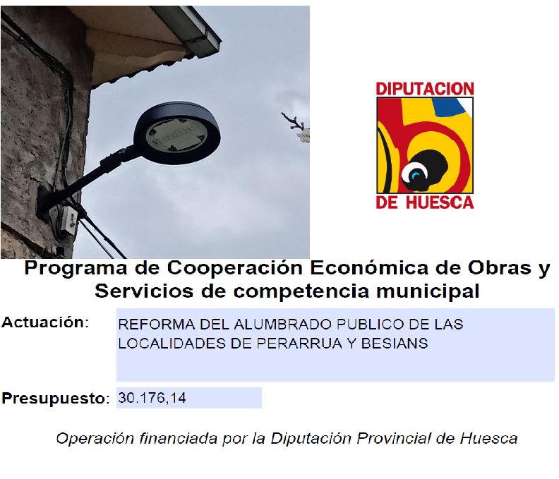 Imagen Reforma del alumbrado público de las localidades de Besians y Perarrúa
